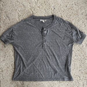 Heather Gray Short Sleeve Henley Tee